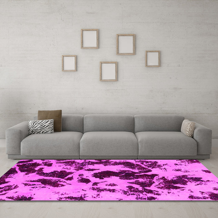 Machine Washable Abstract Pink Modern Rug in a Living Room, wshabs1190pnk
