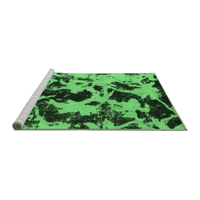 Sideview of Machine Washable Abstract Emerald Green Modern Area Rugs, wshabs1190emgrn