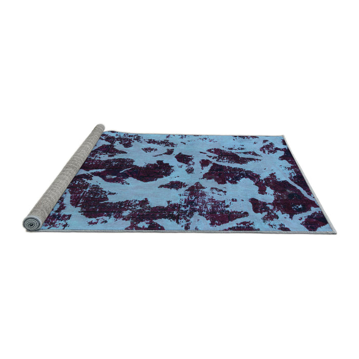 Sideview of Machine Washable Abstract Light Blue Modern Rug, wshabs1190lblu