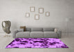 Machine Washable Abstract Purple Modern Area Rugs in a Living Room, wshabs1190pur