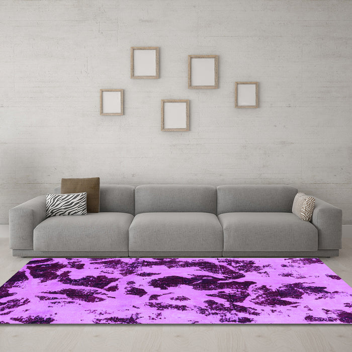 Machine Washable Abstract Purple Modern Area Rugs in a Living Room, wshabs1190pur