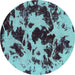 Round Abstract Turquoise Modern Rug, abs1190turq