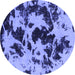 Round Abstract Blue Modern Rug, abs1190blu