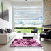 Square Abstract Hot Pink Modern Rug in a Living Room, abs1190