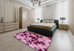 Machine Washable Abstract Hot Pink Rug in a Bedroom, wshabs1190