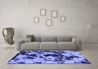 Machine Washable Abstract Blue Modern Rug, wshabs1190blu