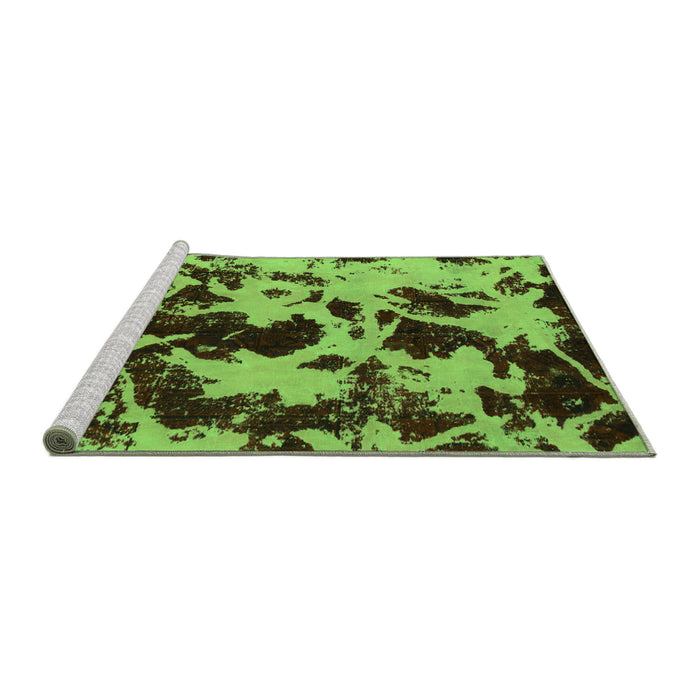 Sideview of Machine Washable Abstract Green Modern Area Rugs, wshabs1190grn