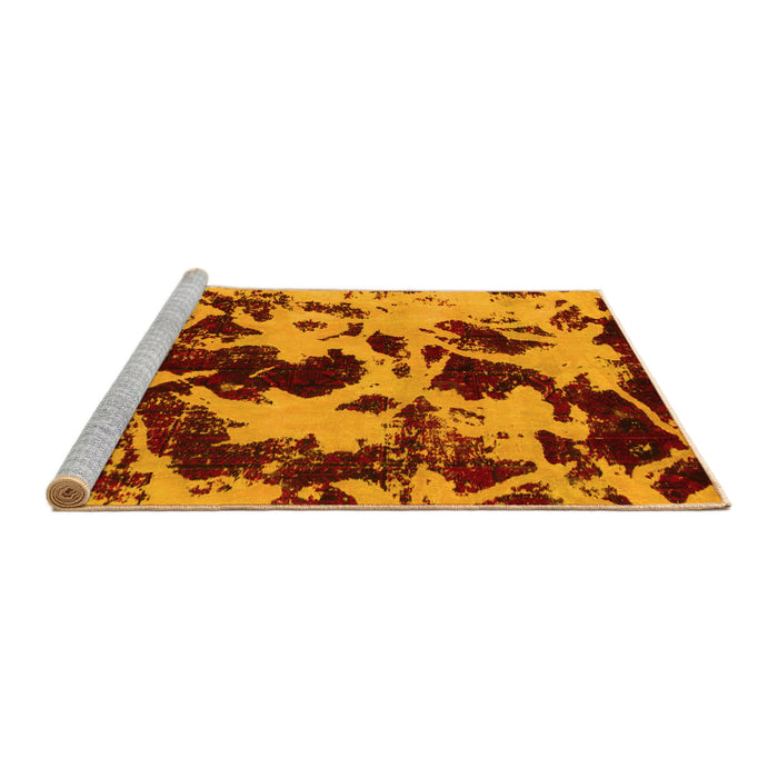 Sideview of Machine Washable Abstract Yellow Modern Rug, wshabs1190yw