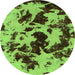 Round Abstract Green Modern Rug, abs1190grn