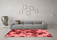 Machine Washable Abstract Red Modern Rug, wshabs1190red
