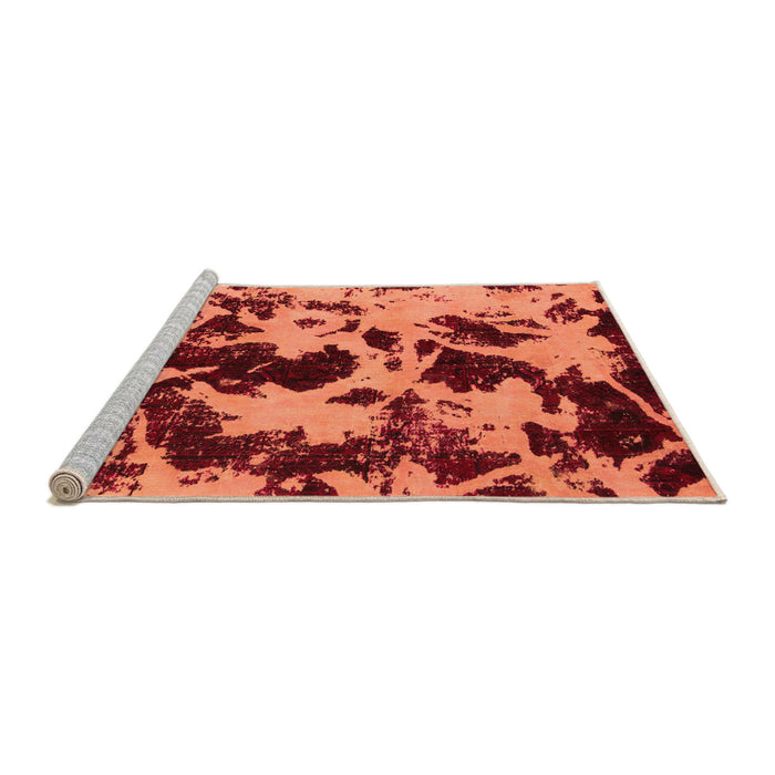 Sideview of Machine Washable Abstract Orange Modern Area Rugs, wshabs1190org