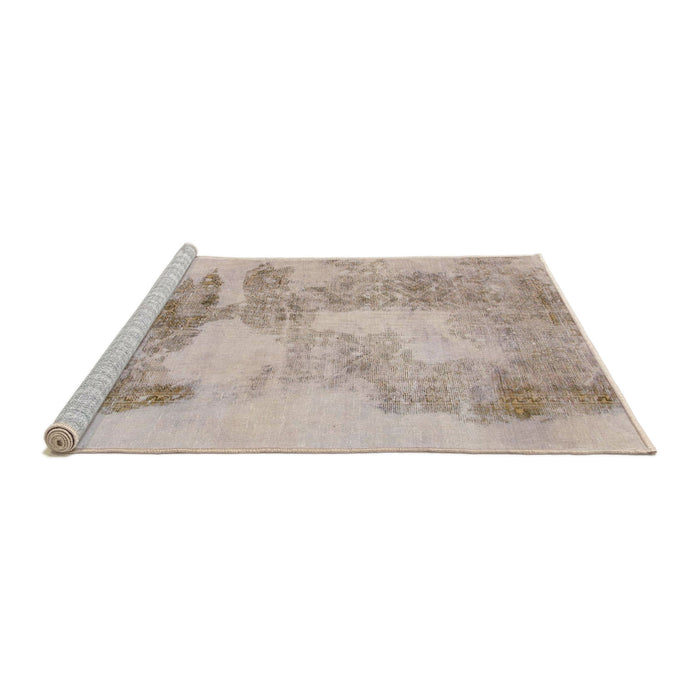 Sideview of Machine Washable Abstract Camel Brown Rug, wshabs1191