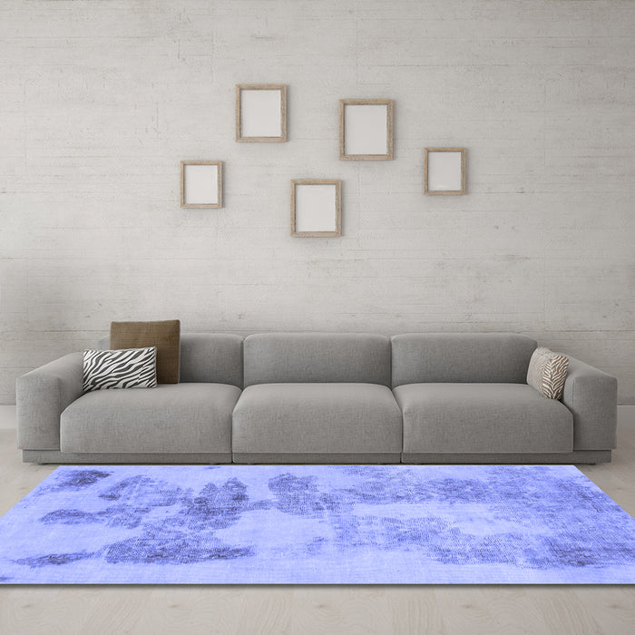 Machine Washable Abstract Blue Modern Rug in a Living Room, wshabs1191blu