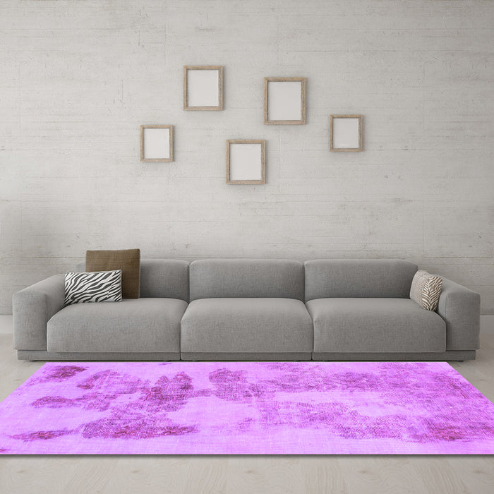 Machine Washable Abstract Purple Modern Area Rugs in a Living Room, wshabs1191pur