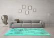 Machine Washable Abstract Turquoise Modern Area Rugs in a Living Room,, wshabs1191turq