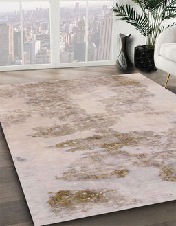 Abstract Camel Brown Modern Rug in Family Room, abs1191
