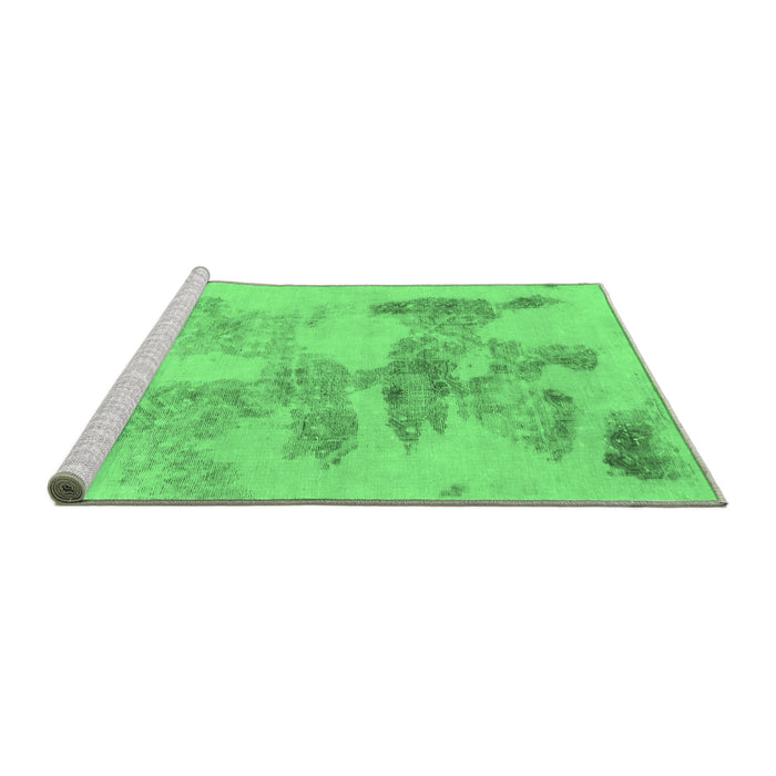Sideview of Machine Washable Abstract Emerald Green Modern Area Rugs, wshabs1191emgrn
