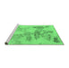 Sideview of Machine Washable Abstract Emerald Green Modern Area Rugs, wshabs1191emgrn