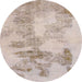 Round Abstract Camel Brown Modern Rug, abs1191