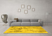 Machine Washable Abstract Yellow Modern Rug in a Living Room, wshabs1191yw