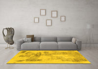 Machine Washable Abstract Yellow Modern Rug, wshabs1191yw