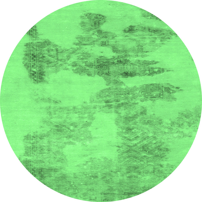 Round Machine Washable Abstract Emerald Green Modern Area Rugs, wshabs1191emgrn