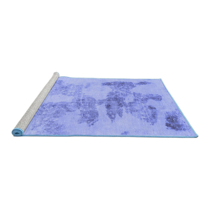 Sideview of Machine Washable Abstract Blue Modern Rug, wshabs1191blu