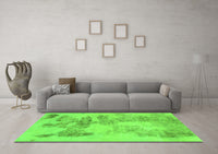 Machine Washable Abstract Green Modern Rug, wshabs1191grn