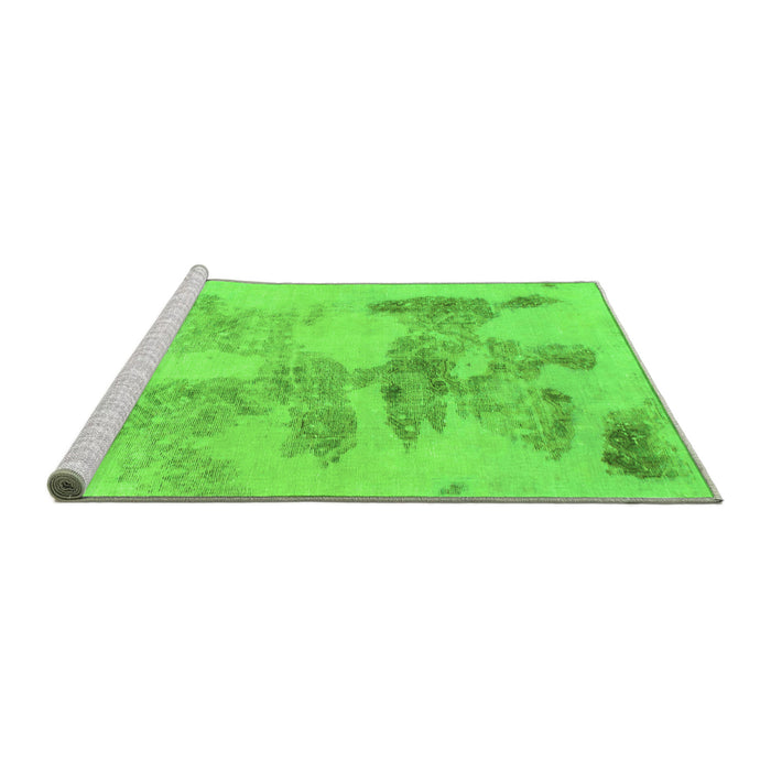 Sideview of Machine Washable Abstract Green Modern Area Rugs, wshabs1191grn