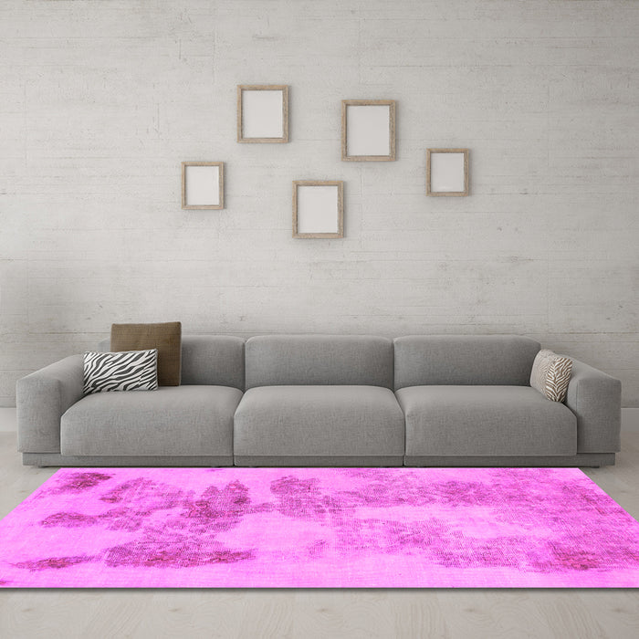 Machine Washable Abstract Pink Modern Rug in a Living Room, wshabs1191pnk
