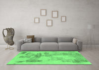 Machine Washable Abstract Emerald Green Modern Rug, wshabs1191emgrn