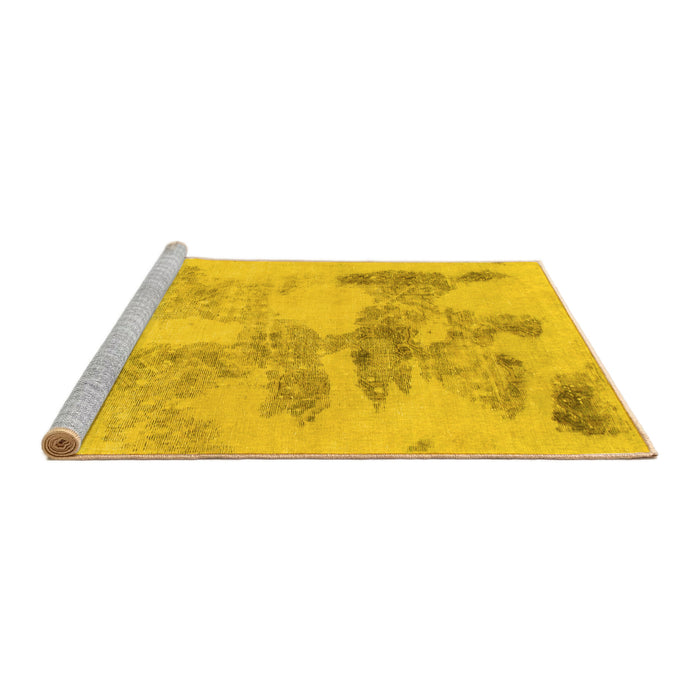 Sideview of Machine Washable Abstract Yellow Modern Rug, wshabs1191yw