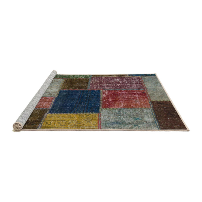 Sideview of Machine Washable Abstract Khaki Green Rug, wshabs1192