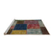 Sideview of Machine Washable Abstract Khaki Green Rug, wshabs1192