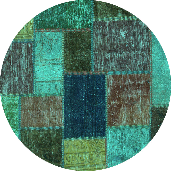 Round Abstract Turquoise Modern Rug, abs1192turq