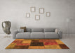 Machine Washable Abstract Orange Modern Area Rugs in a Living Room, wshabs1192org