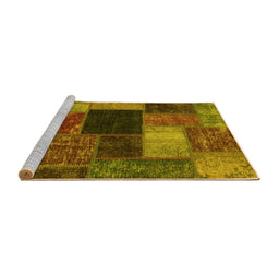 Sideview of Machine Washable Abstract Yellow Modern Rug, wshabs1192yw