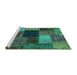 Sideview of Machine Washable Abstract Turquoise Modern Area Rugs, wshabs1192turq