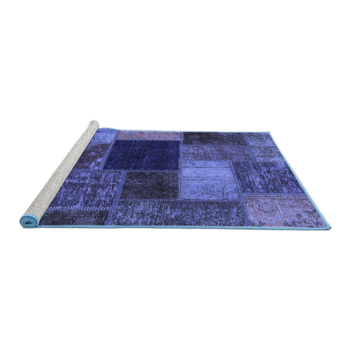 Sideview of Machine Washable Abstract Blue Modern Rug, wshabs1192blu