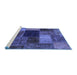 Sideview of Machine Washable Abstract Blue Modern Rug, wshabs1192blu