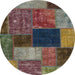 Round Abstract Khaki Green Modern Rug, abs1192