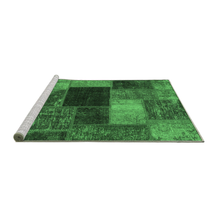 Sideview of Machine Washable Abstract Emerald Green Modern Area Rugs, wshabs1192emgrn