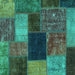 Square Abstract Turquoise Modern Rug, abs1192turq