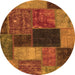 Round Abstract Orange Modern Rug, abs1192org