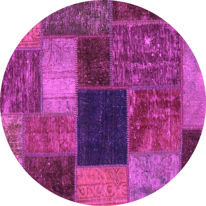 Round Machine Washable Abstract Pink Modern Rug, wshabs1192pnk