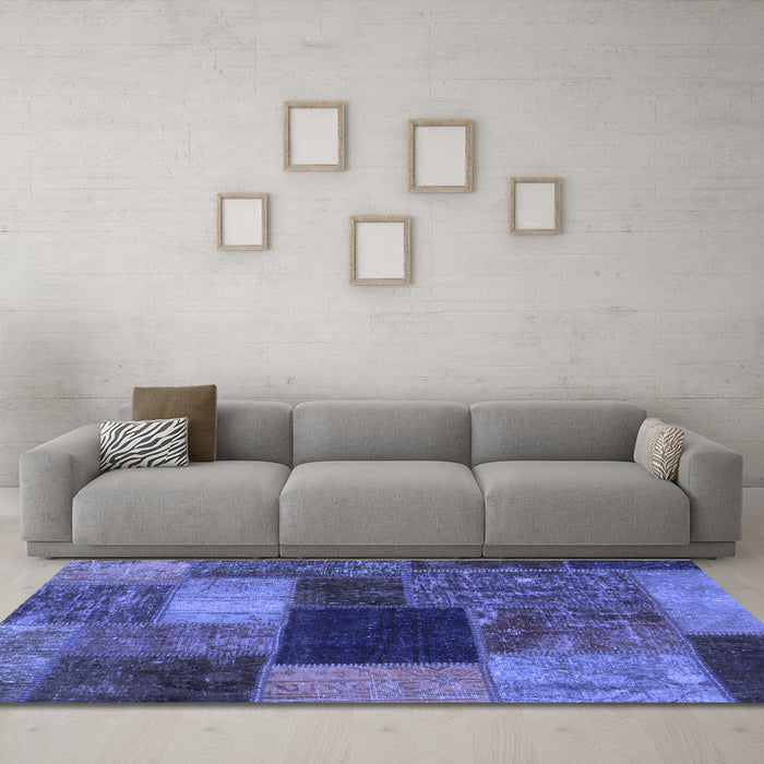 Machine Washable Abstract Blue Modern Rug in a Living Room, wshabs1192blu