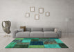 Machine Washable Abstract Turquoise Modern Area Rugs in a Living Room,, wshabs1192turq