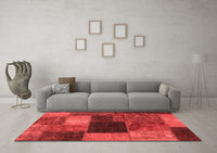 Machine Washable Abstract Red Modern Rug, wshabs1192red