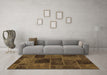 Machine Washable Patchwork Brown Transitional Rug in a Living Room,, wshabs1193brn