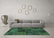 Machine Washable Patchwork Turquoise Transitional Area Rugs in a Living Room,, wshabs1193turq